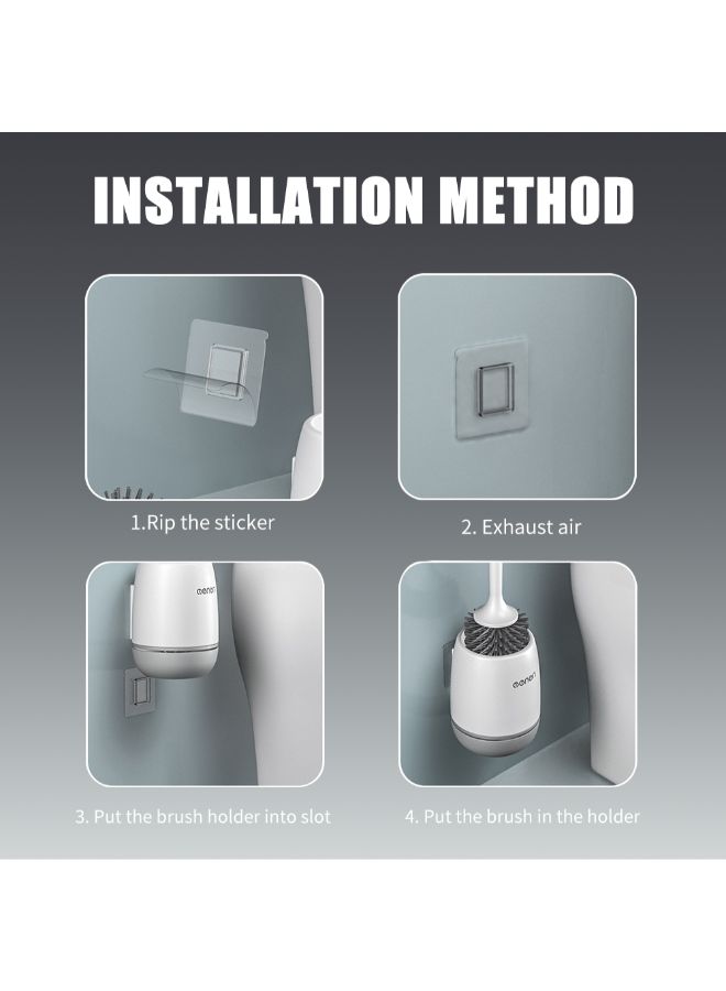 مينجني فرشاة مرحاض وحامل للتثبيت على الحائط رمادي 21x12.2x19Ø³Ù†ØªÙŠÙ…ØªØ± - Image 2