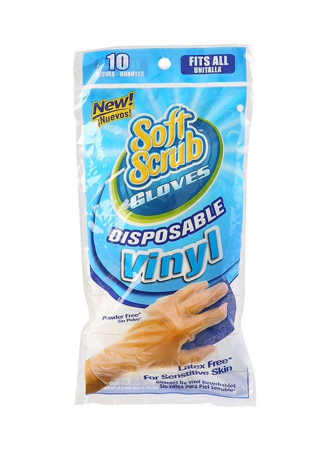 10-Piece Vinyl Disposable Gloves Clear