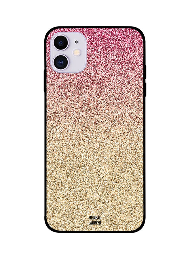 مورو لورنت غطاء حماية واقٍ لهاتف آيفون 11 وردي وذهبي بنمط جليتر