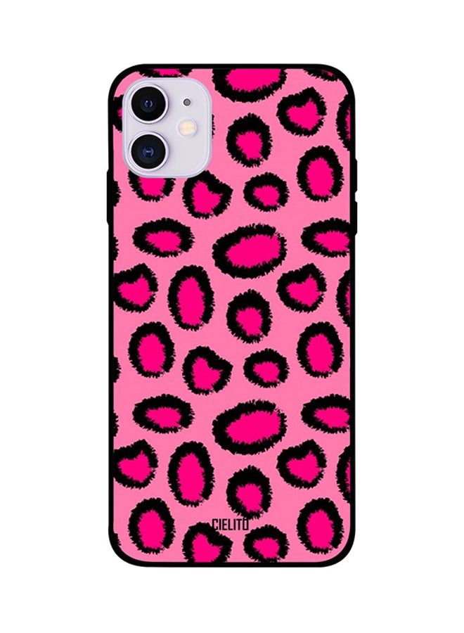 CIELITO Protective Case Cover For iPhone 11 Pink And Black Cheetah Print 