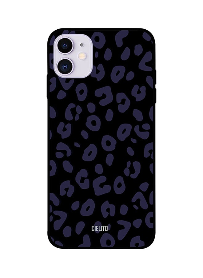 CIELITO Protective Case Cover For iPhone 11 Black And Blue Leopard Print 