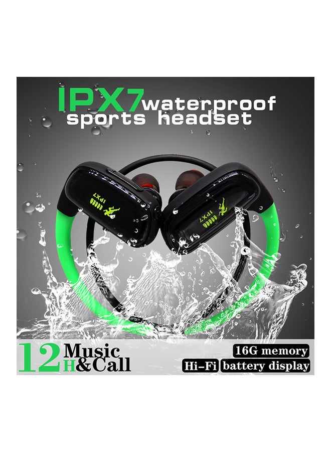 Waterproof Wireless Bluetooth Stereo In-Ear Headphones Black/Green - Image 2