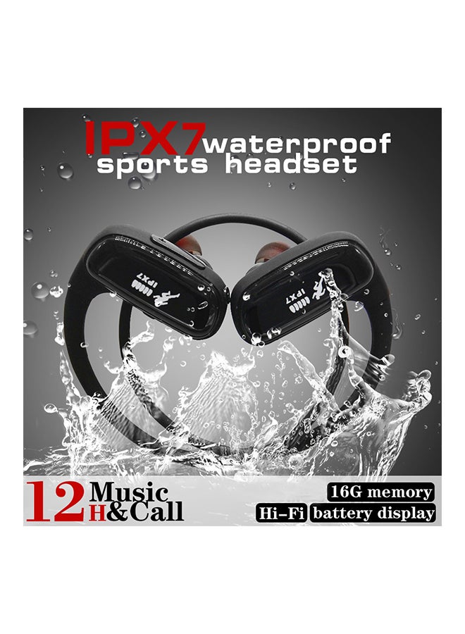 Waterproof Wireless Bluetooth Stereo In-Ear Headphones Black - Image 2