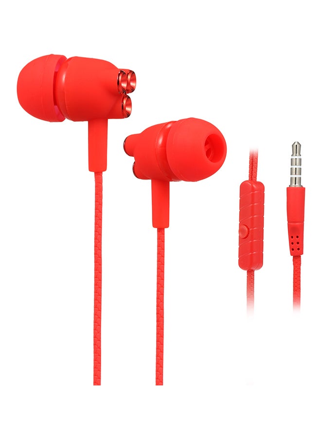 3.5mm Wired In Ear Headphones With Microphone Red - Image 1