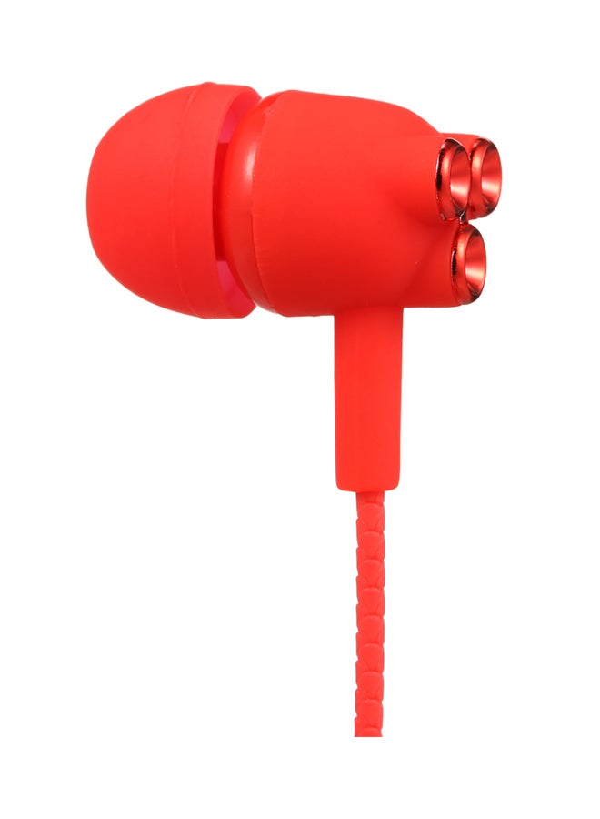 3.5mm Wired In Ear Headphones With Microphone Red - Image 2