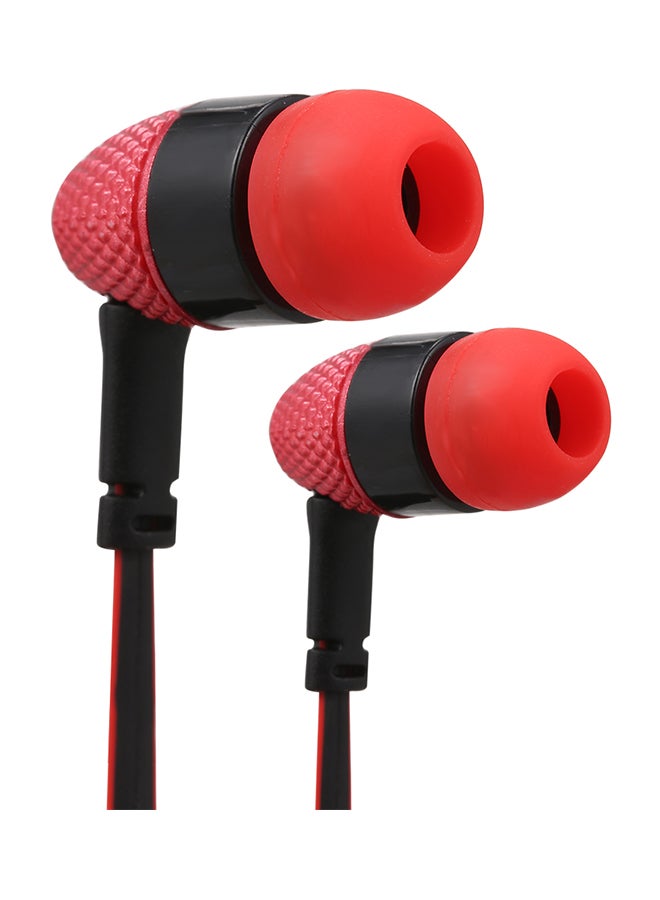 3.5mm Wired In Ear Headphones With Microphone Red/Black - Image 1