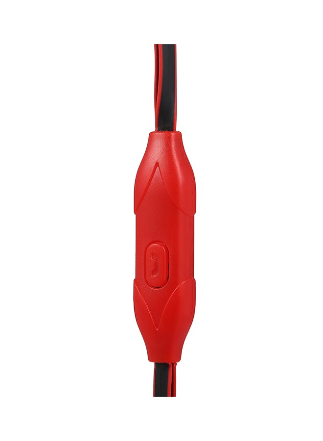3.5mm Wired In Ear Headphones With Microphone Red/Black - Image 3