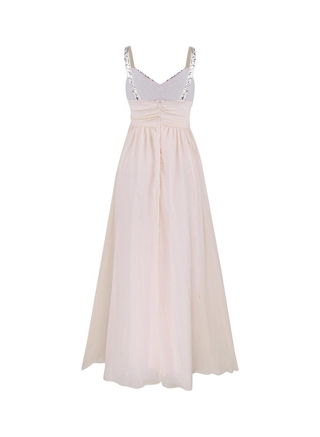 Elegant Spliced Beads Evening Dress Pink  - Image 2