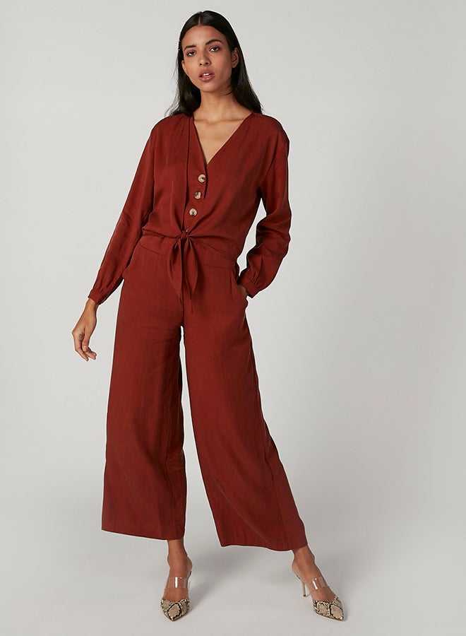 Iconic Blooming Meadows Retro Style Jumpsuit Red  - Image 1