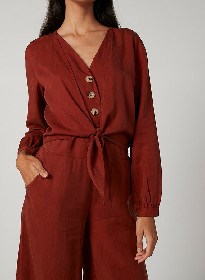 Iconic Blooming Meadows Retro Style Jumpsuit Red  - Image 3