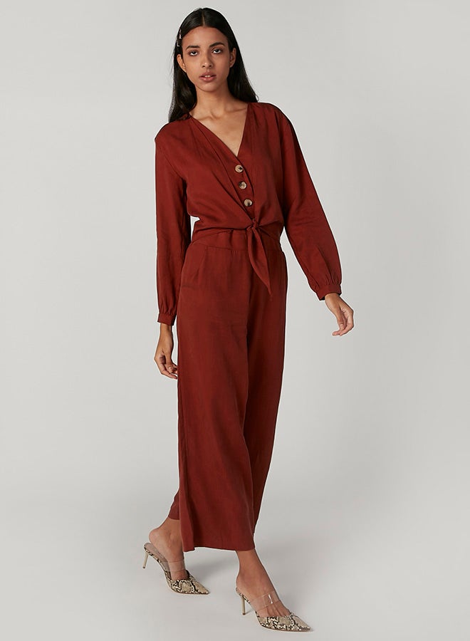 Iconic Blooming Meadows Retro Style Jumpsuit Red  - Image 4