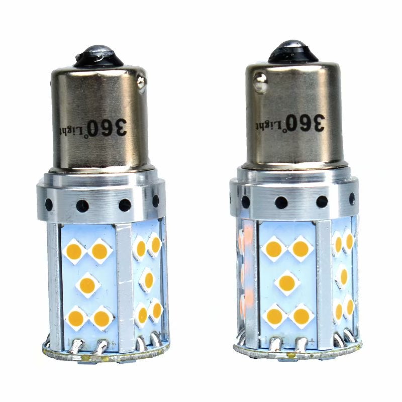 طقم مصباح إشارة للانعطاف مزود بـ35 مصباح LED بزاوية 180 درجة مكون من قطعتين طراز 35W180-1156