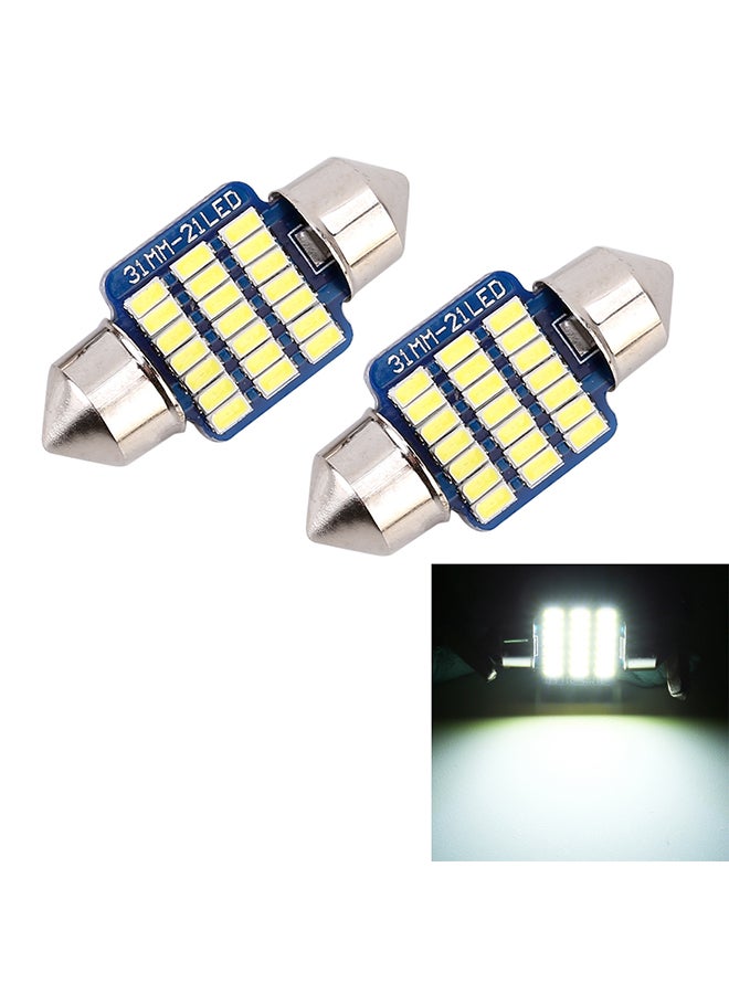 2-Piece 31mm DC12V 1W 6000K 65LM 21LEDs SMD-3014 Car License Plate Light Dome With Decoder - Image 2