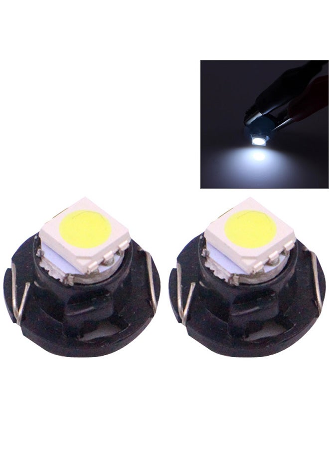 طقم مصابيح LED للوحة عدادات السيارات من نوع SMD 5050 بضوء أبيض T4.7 وقدرة 0.2 وات وقوة 12 لومن وضوء LED واحد، من قطعتين