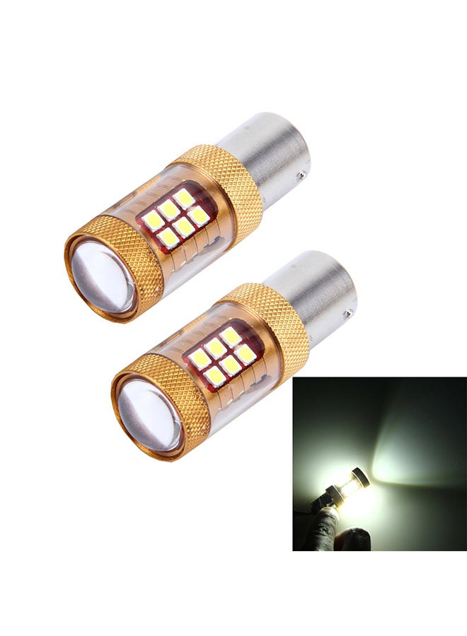 طقم مصباح فرامل 1156/BA15S للسيارة من 28 لمبة SMD-3030 LED بقدرة 15 وات وسطوع 1300 لومن ودرجة حرارة لونية 6500 كلفن من قطعتين - Image 2