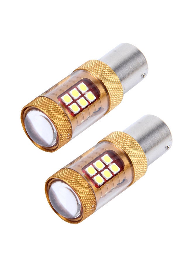 طقم مصباح فرامل 1156/BA15S للسيارة من 28 لمبة SMD-3030 LED بقدرة 15 وات وسطوع 1300 لومن ودرجة حرارة لونية 6500 كلفن من قطعتين - Image 1