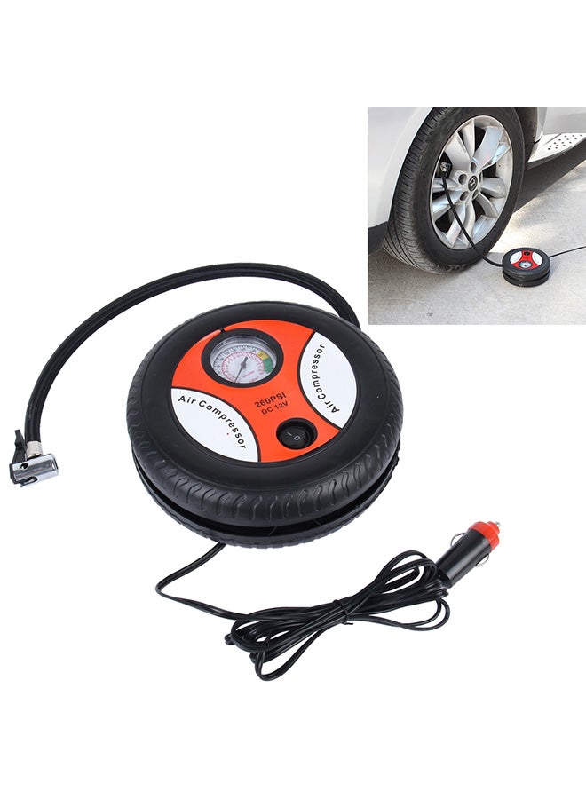 Generic 12V 10A Tire Shape Air Pump With Gauge and Three Nozzle Adapters - Image 2