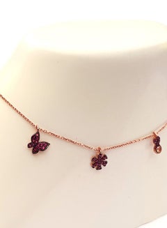 Alwan Rose Gold Plated Silver Multiple Charms Anklet With Zircon  - Image 3