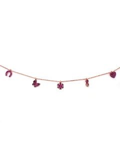 Alwan Rose Gold Plated Silver Multiple Charms Anklet With Zircon  - Image 2