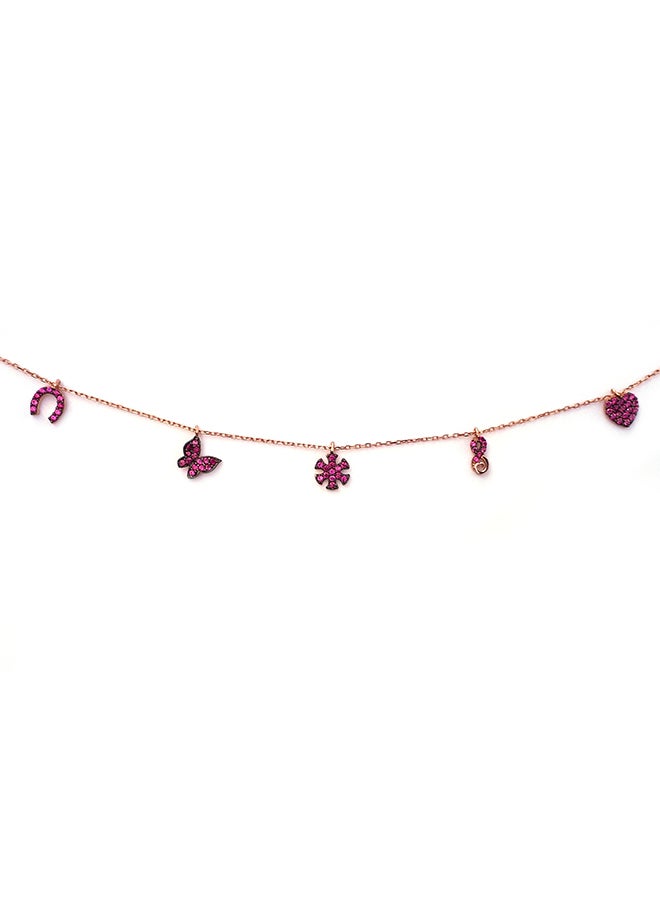 ألوان خلخال من الفضة مطلي بالذهب الوردي مزين بحليات متعددة من الزركونيا - Image 2