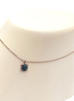 Alwan Silver Anklet With Turquoise Turtle  - Image 3