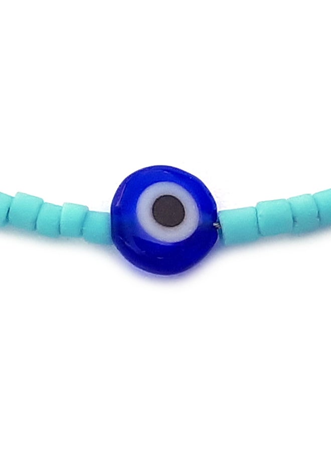 ألوان خلخال مرصع بخرز أسطواني الشكل ومزين بحلية على شكل عين - Image 2