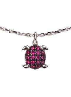 Alwan Silver Anklet With Ruby Colour Turtle  - Image 2