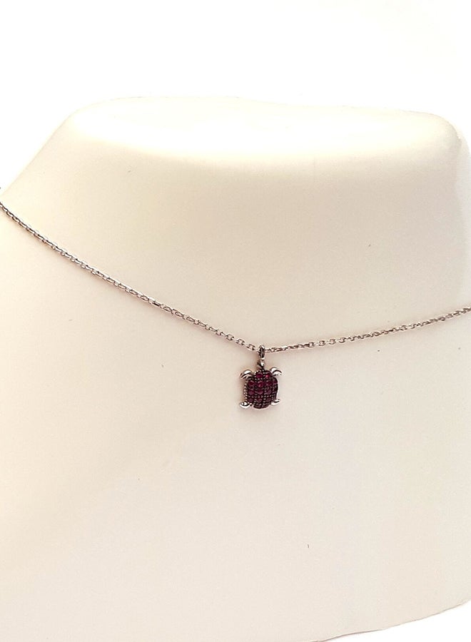 ألوان خلخال من الفضة مزين بتصميم سلحفاة باللون الياقوتي - Image 3