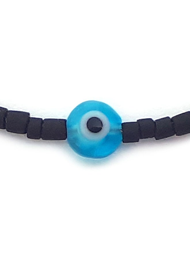 ألوان خلخال مرصع بخرز أسطواني الشكل ومزين بحلية على شكل عين - Image 2