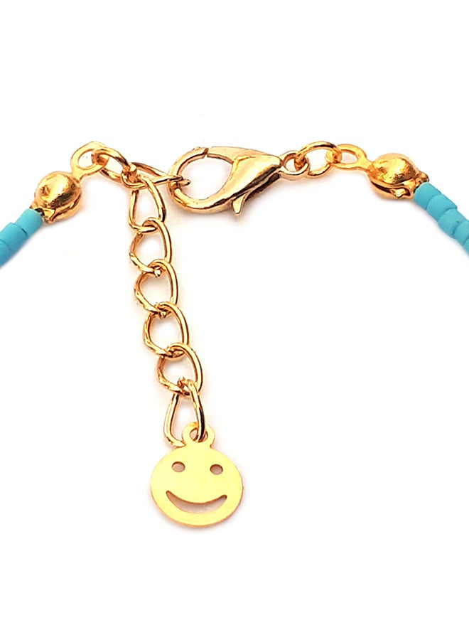 ألوان خلخال مرصع بخرز أسطواني الشكل ومزين بحلية على شكل عين - Image 3