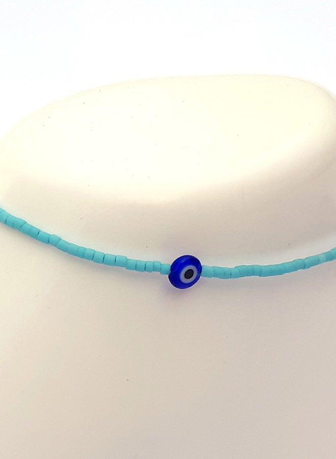 ألوان خلخال مرصع بخرز أسطواني الشكل ومزين بحلية على شكل عين - Image 4