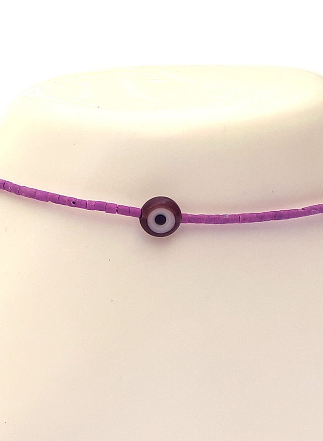 ألوان خلخال مرصع بخرز أسطواني الشكل ومزين بحلية على شكل عين - Image 4