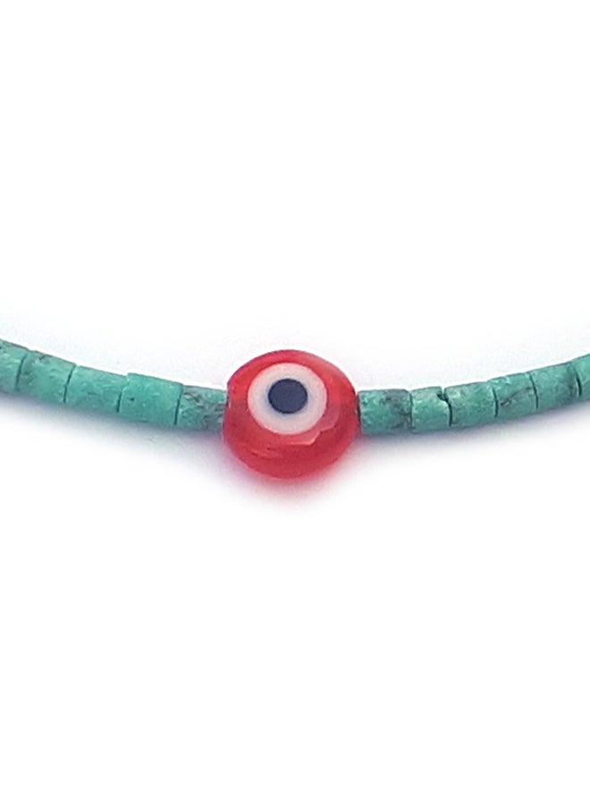 ألوان خلخال مرصع بخرز أسطواني الشكل ومزين بحلية على شكل عين - Image 2