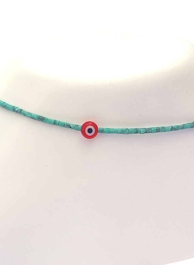 ألوان خلخال مرصع بخرز أسطواني الشكل ومزين بحلية على شكل عين - Image 4