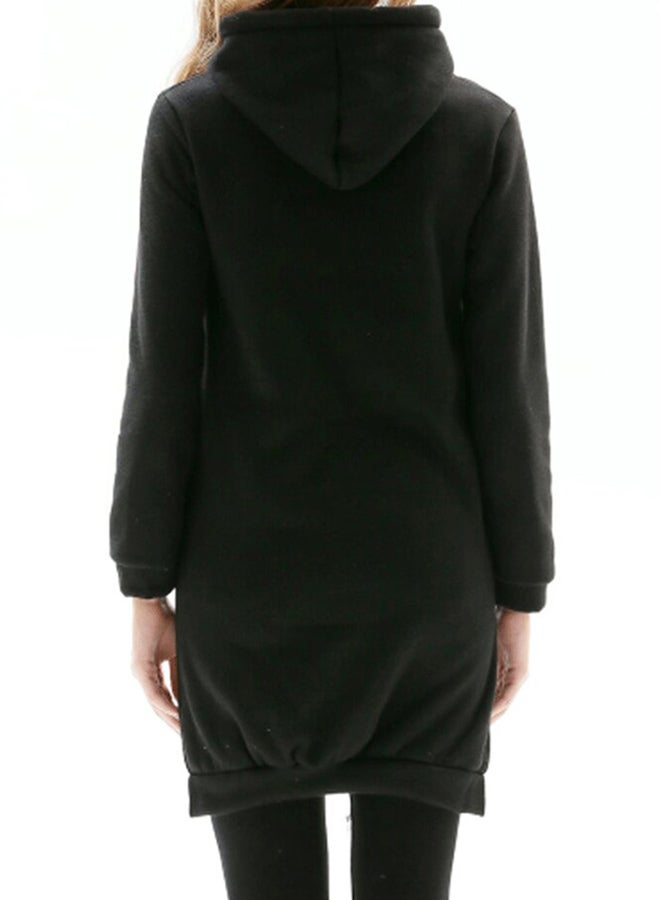 High Low Hooded Sweatshirt Black - Image 2