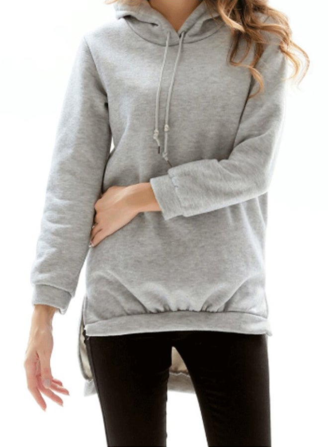 High Low Hooded Sweatshirt Grey - Image 1