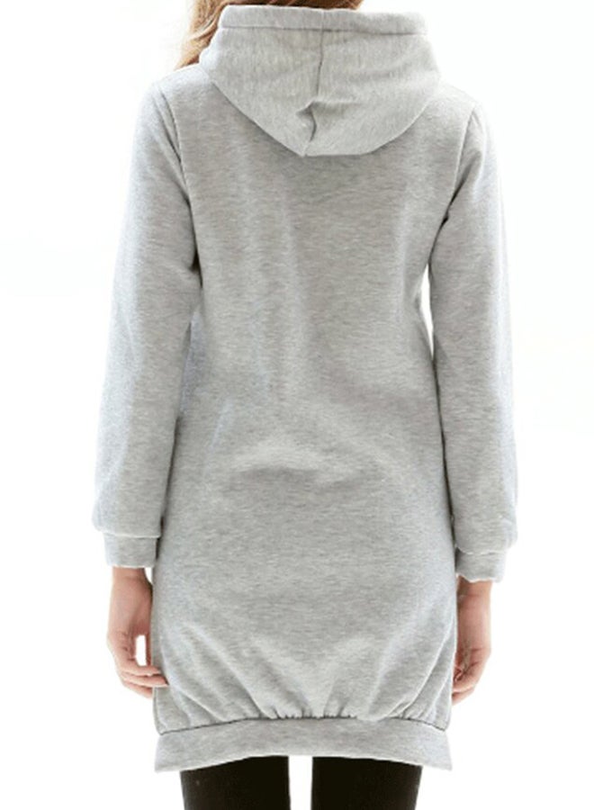 High Low Hooded Sweatshirt Grey - Image 2