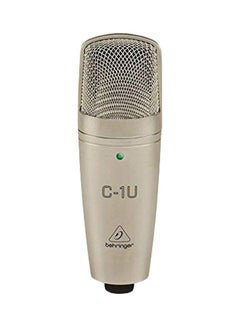 behringer C-1U Large-Diaphragm Studio Condenser USB Microphone C-1U Silver  - Image 1