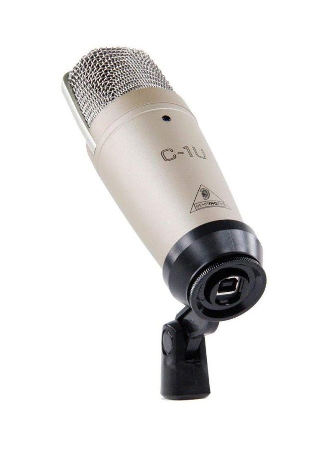 behringer - C-1U Large-Diaphragm Studio Condenser USB Microphone C-1U Silver - Image 1