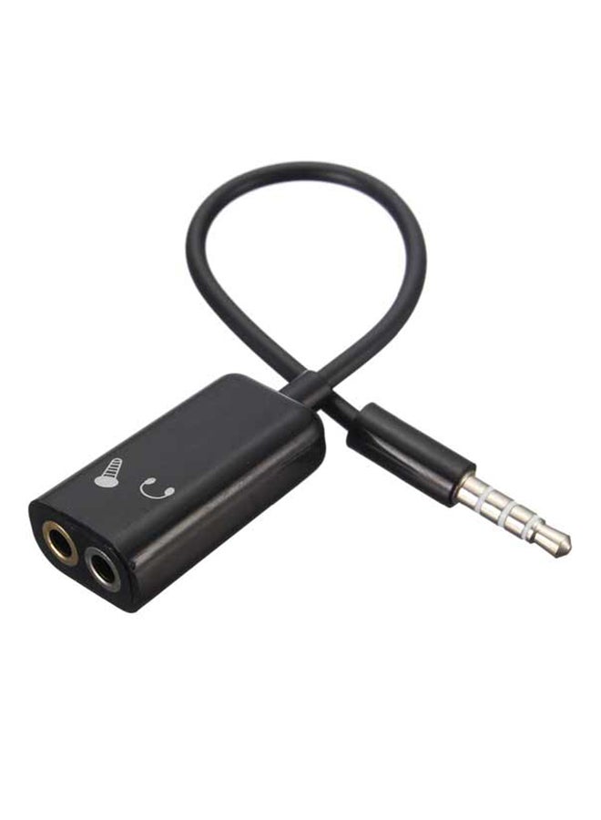 Male To 2 Female Headphone Audio Mic Cable Splitter Black - Image 2