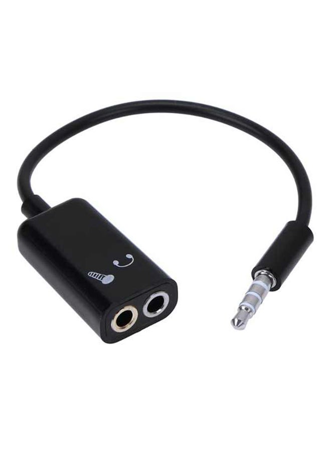 Male To 2 Female Headphone Audio Mic Cable Splitter Black - Image 1