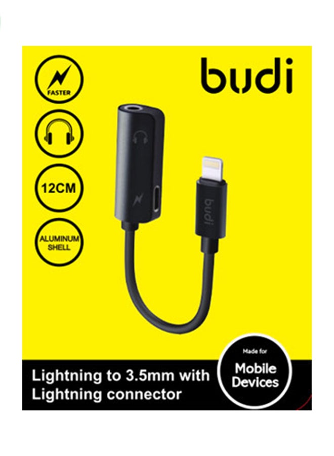 budi Lightning To 3.5mm With Lightning Connector Black - Image 2