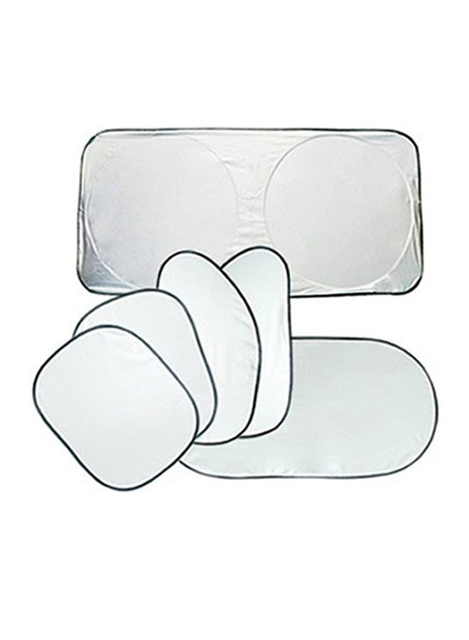Generic 6 In 1 Summer Accessories Coated Silver Car Sun Shade Cloth Set 