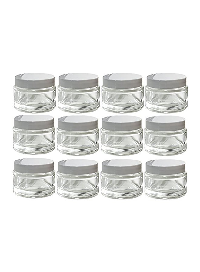 JUVITUS 12 Pack Glass Thick Wall Balm Jars With Foam Lined Smooth Lids Clear/Grey - Image 1