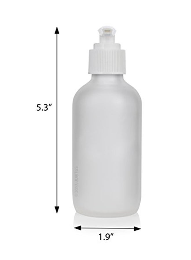 JUVITUS 6 Pack Frosted Glass Boston Round Bottle With Lotion Pump And Labels White  - Image 2