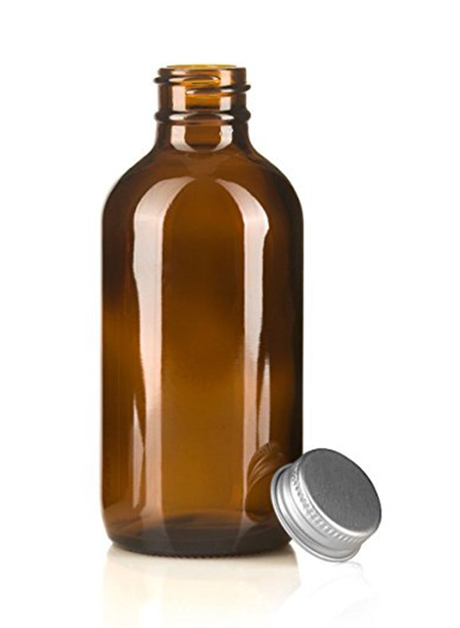 JUVITUS 12 Pack Glass Boston Round Bottles With Metal Screw On Caps, Funnel And Labels Brown  - Image 2