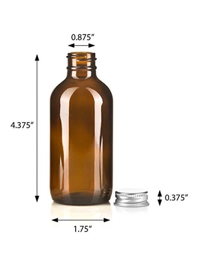 JUVITUS 12 Pack Glass Boston Round Bottles With Metal Screw On Caps, Funnel And Labels Brown  - Image 3
