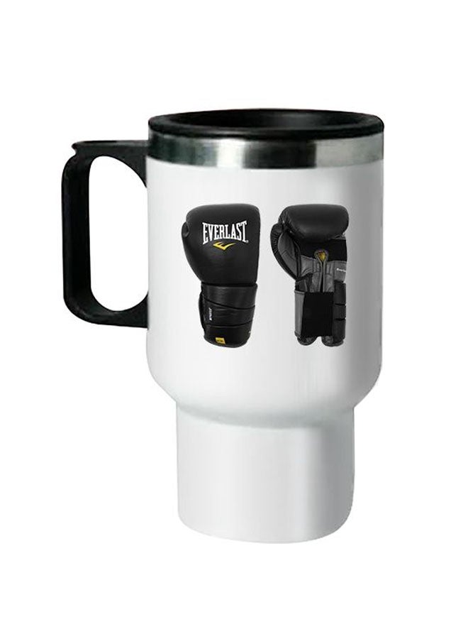 Printed Stainless Steel Thermal Mug White/Black 