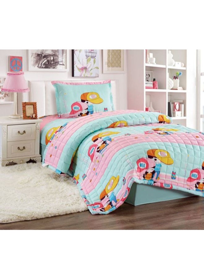 مون طقم لحاف مضغوط مقاس مفرد من 3 قطع مايكروفايبر متعدد الألوان