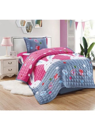 3-Piece Compressed Single Size Comforter Set Microfiber Pink/Grey - v1569584393/N30384472A_1